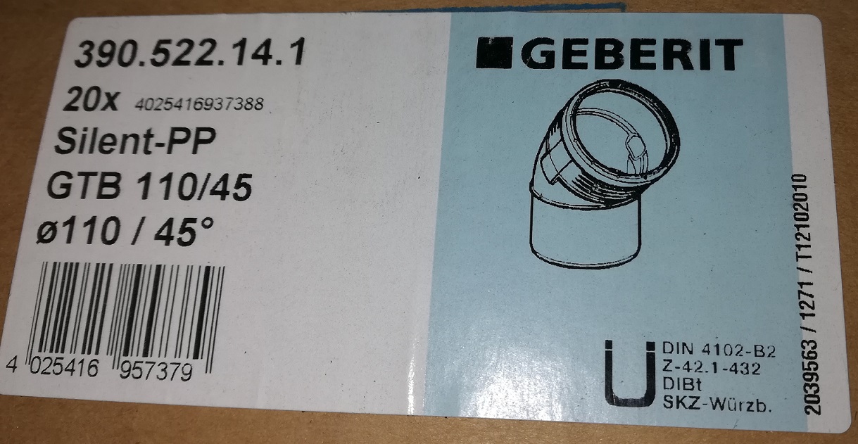Geberit Silent-PP GTB 110/45 390.522.14.1