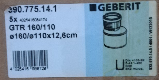 Geberit Silent-PP Reduktion exzentrisch GTR 160/110