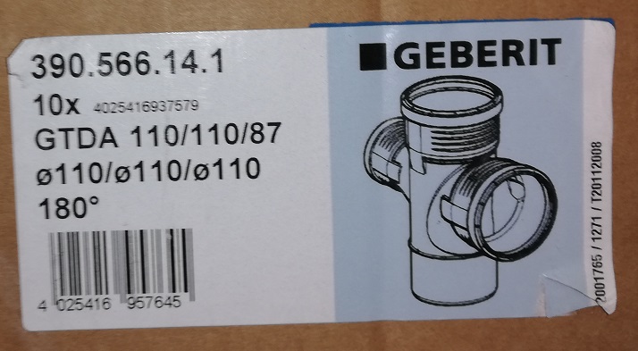 Geberit Silent-PP Doppelabzweig 87,5 Grad mit Muffen - 390.566.14.1