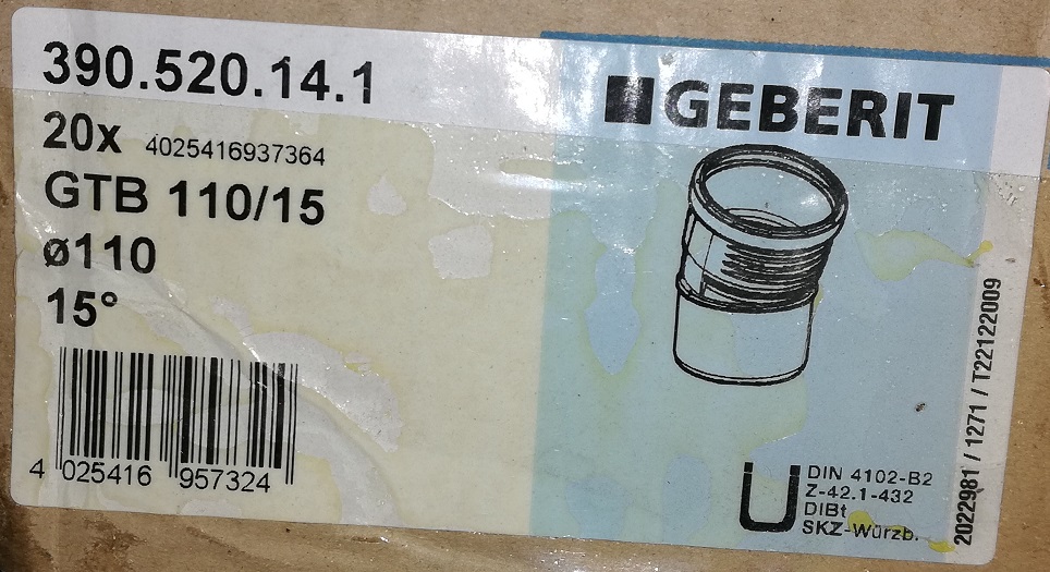 Geberit Silent-PP Bogen 110mm 15 Grad 390.520.14.1